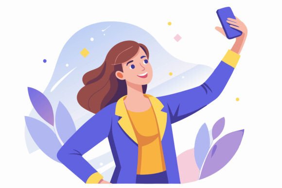 A Happy Female Taking Selfie: What Makes This Illustration Worth Your Attention