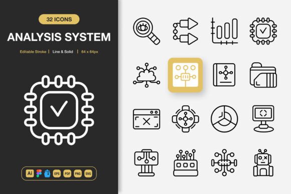 Analysis System Icons: Streamlined Visuals for Modern Projects