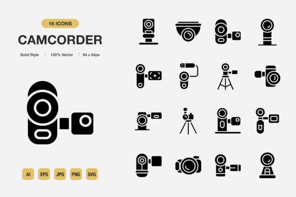 Camcorder Solid Icons for Modern Visual Projects