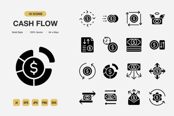 Cash Flow Solid Icons for Every Project