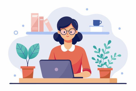 Choosing Illustration Resources That Reflect a Business Woman Working Remotely from Home