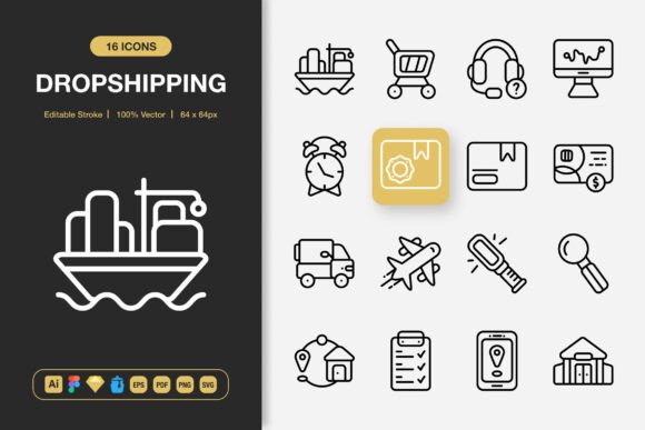 Dropshipping Icons: A Versatile Design Asset for Modern Creators
