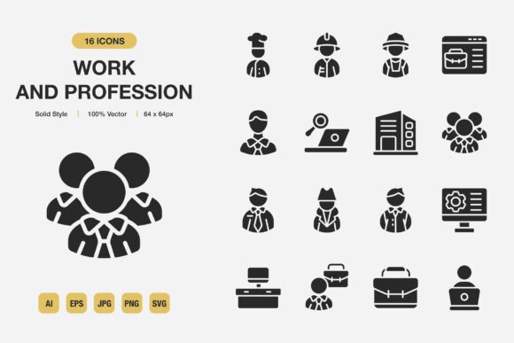 Evaluating Work and Profession Solid Icons for Your Design Toolkit