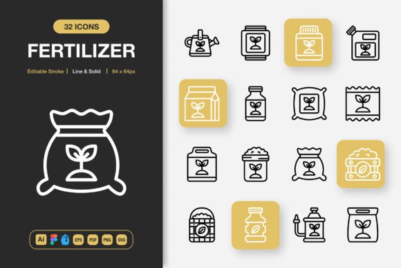 Fertilizer Icons for Modern Design Projects