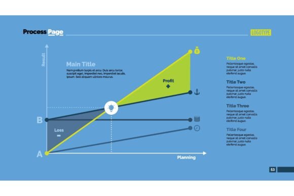 Four Line Charts Slide Template for Business Insights