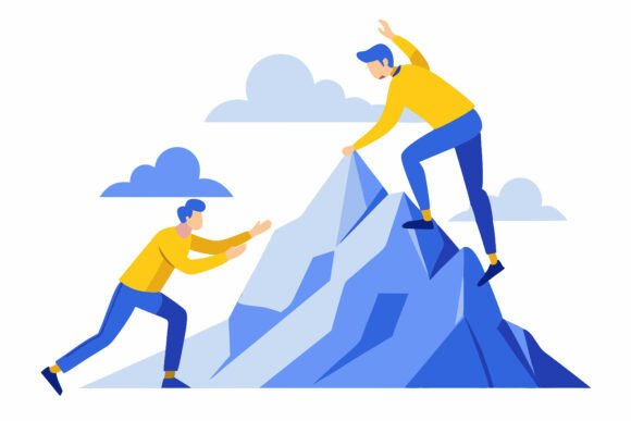 Getting Real Value from a Successful Businessman and His Team Illustration Set