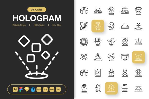 Hologram Icons: Futuristic Design Assets for Creatives