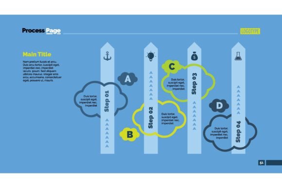 Mastering Process Visualization with the Five Vertical Arrows Process Chart Slide