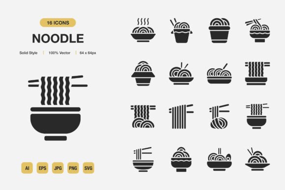 Noodle Solid Icons: Minimalist Design for Every Project