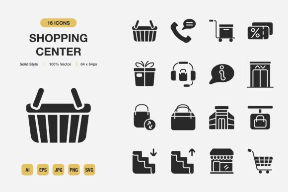 Shopping Center Solid Icons: A Versatile Design Asset for Modern Projects