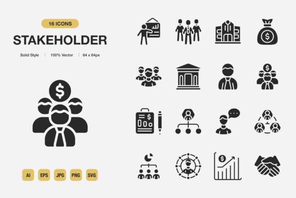 Stakeholder Solid Icons for Modern Design Projects