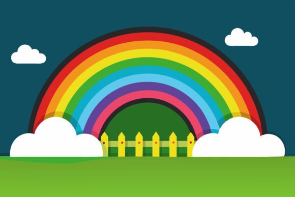Unlocking Visual Potential with a Nature Landscape with Rainbow Illustration